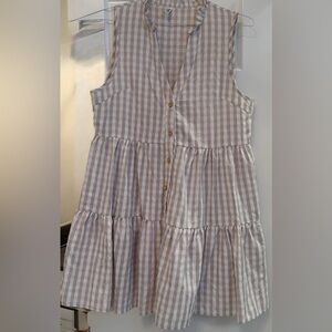 Sleeveless Gingham Button-Down Dress